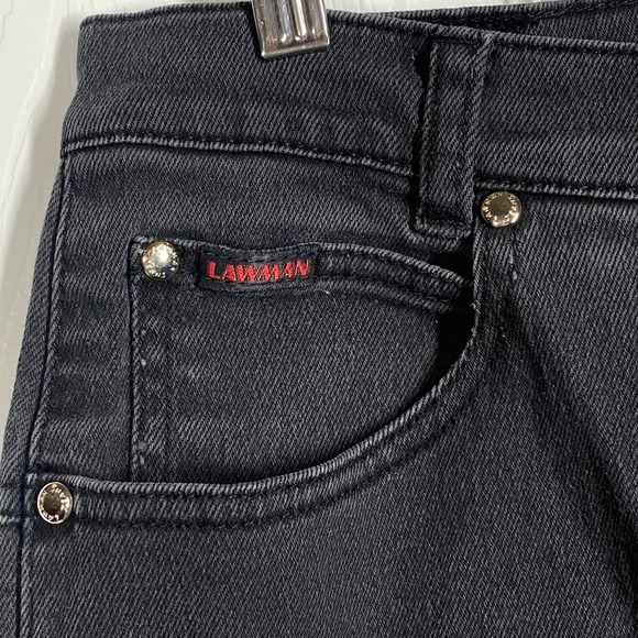 Vintage Lawman Cut Out Sides Studded Slim Fit Western Jeans Black VTG Size 7 - Picture 7 of 11